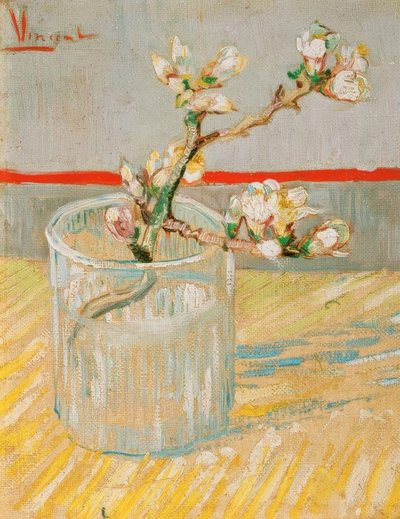 Blühender Mandelbaumzweig in einem Glas von Vincent van Gogh